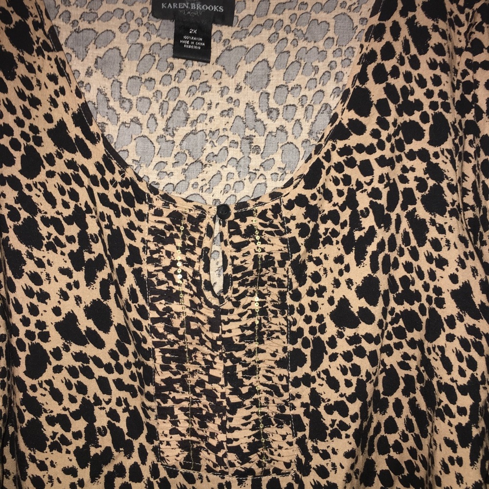 🧩Karen Brooks Leopard Blouse Size 2X🧩 - Picture 3 of 7